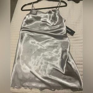 Bebe Silver Silk Dress